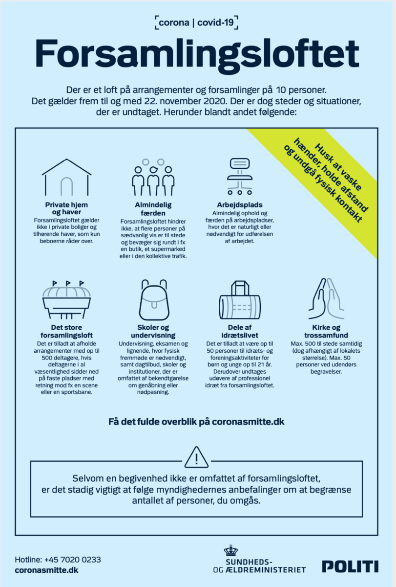Opdatering på Covid-19 retningslinjer i FysHuset og på sundhedsgangen